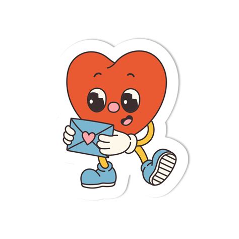 Male Heart Holding Envelope Valentines Day Sticker Sticker Shuttle
