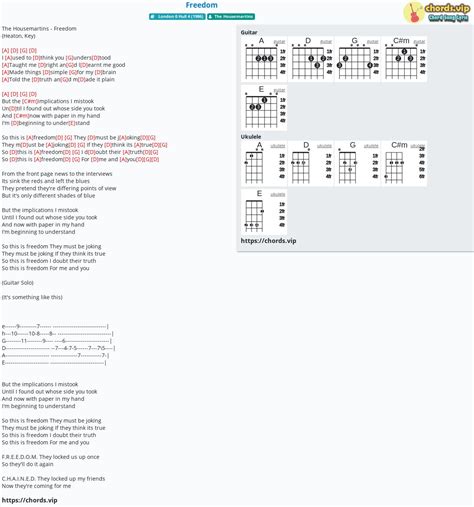 Chord Freedom The Housemartins Tab Song Lyric Sheet Guitar Ukulele Chords Vip