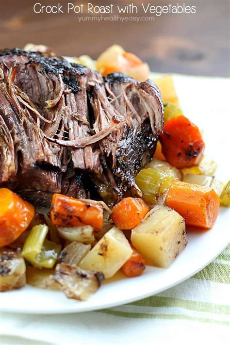 Delicious crock pot recipes for pot roast, pork, chicken, soups and desserts! Crock Pot Roast with Vegetables - Yummy Healthy Easy