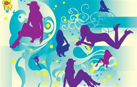 Free Vectors Beautiful Girls Silhouettes Free Vector