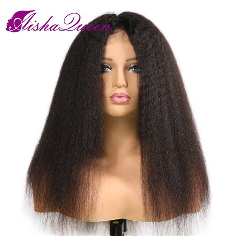 buy aisha queen 130 density 360 lace frontal wig kinky straight wigs brazilian