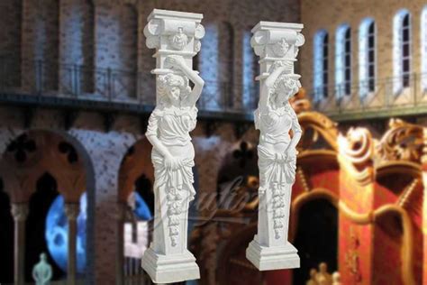 Hot Sale White Marble Columnsandpillars With Statue Indoorandoutdoor