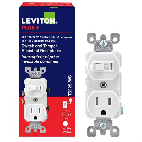 Leviton Interrupteur Combiné 15 Amp Style Duplex Unipolaire Blanc