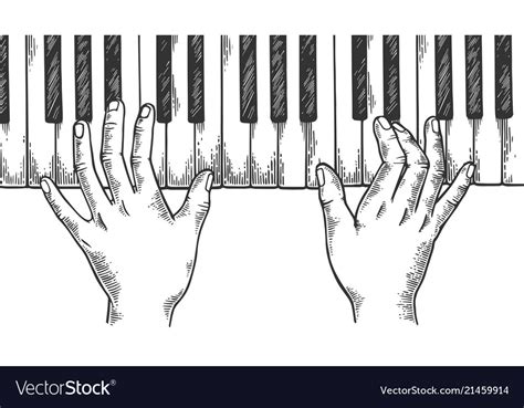 Hands And Piano Engraving Royalty Free Vector Image