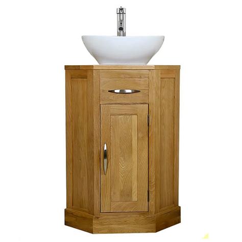 Corner Oak Cloakroom Vanity Unit With Basin Bathroom Inspire Oak