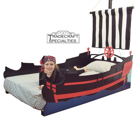 Hand Made Pirate Ship Twin Kids Bed Frame Handcrafted Nautical