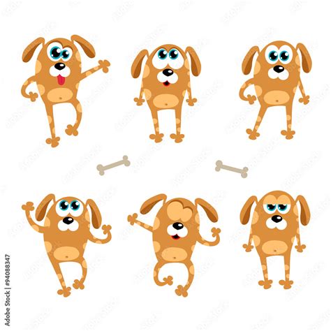 Cartoon Dogs Vector Set Isolated Illustration In Flat Style Stock