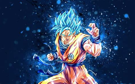 Download Wallpapers Son Goku 4k Blue Neon Lights Dragon Ball