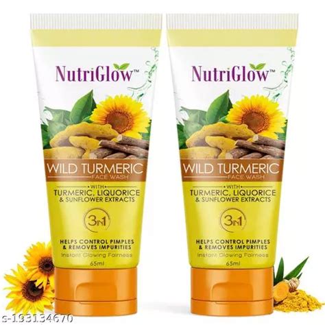 Nutriglow Set Of 2 Wild Turmeric Face Wash For Tan Removal Control