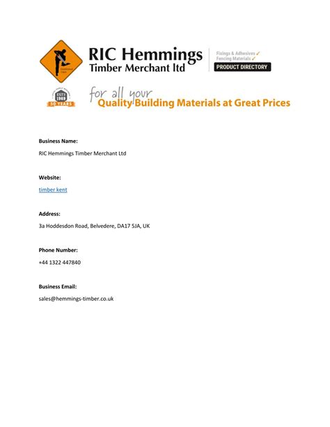 Ric Hemmings Timber Merchant Ltdpdf Docdroid