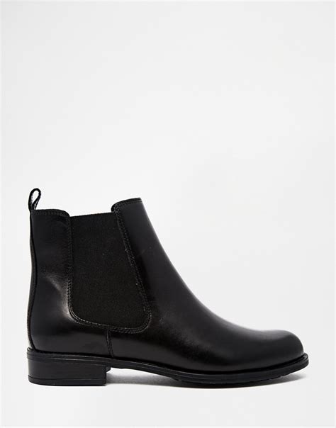 Lyst Dune Parry Black Leather Chelsea Flat Ankle Boots In Black