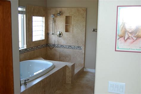Remove the tub and install a new shower. Jacuzzi tub and shower design with stripe | Bathrooms ...