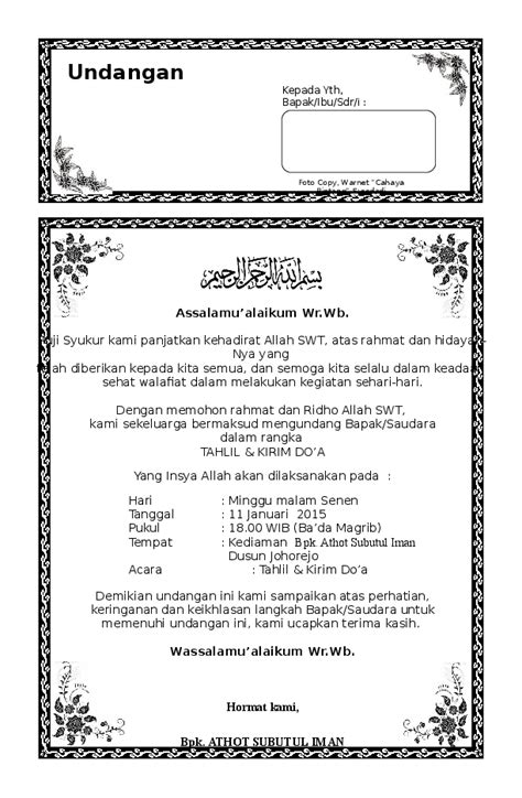 47 Contoh Undangan Kirim Doa Gratis Terbaru Contoh Undangan