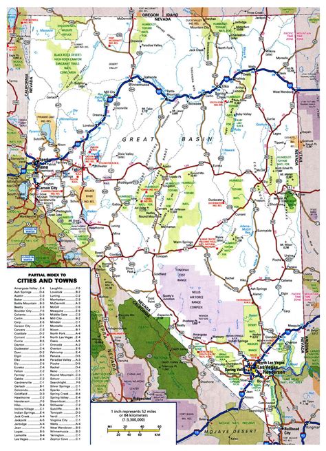 Large Roads And Highways Map Of Nevada State With National