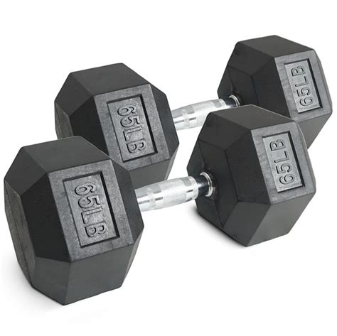 65 Lb Rubber Hex Dumbbells Titan Fitness