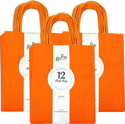 36ct Orange Color Kraft Paper T Bags Bulk With Handles