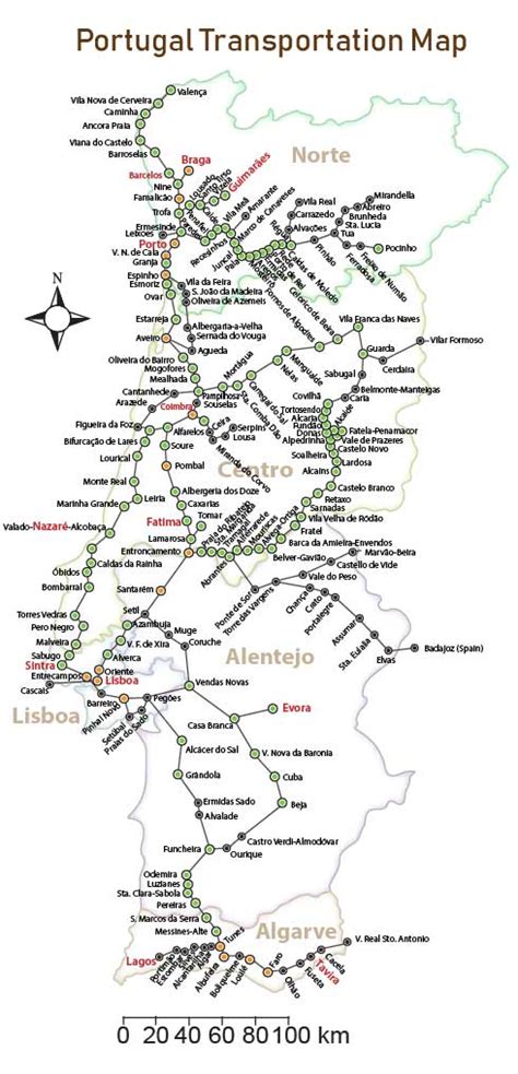Portugal Transportation Map Wandering Portugal