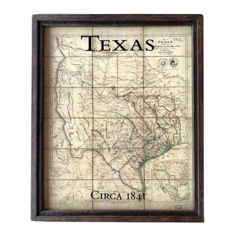 Vintage Texas Map Circa 1841 Framed Old Texas Map