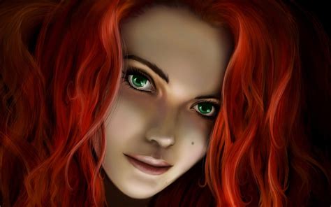 Redhead Girl Art Wallpaper X