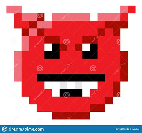 Emoticon Face Pixel Art 8 Bit Video Game Icon Stock Vector