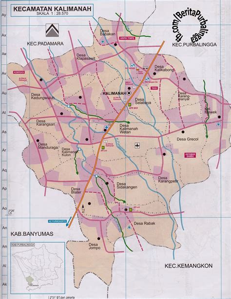 Peta Kecamatan Kalimanah Kodepos 53371 Download Peta Purbalingga