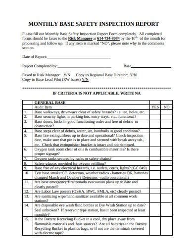 He or she must present the facts justly and fairly. 11+ Safety Inspection Report Templates in DOC | PDF | Free ...