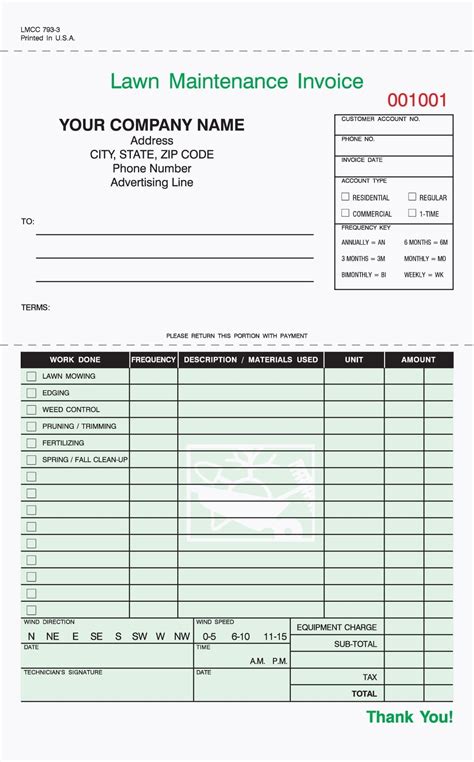 Commercial lawn care contract template. 3-Part Lawn Care Invoice, Carbonless, FREE SHIPPING