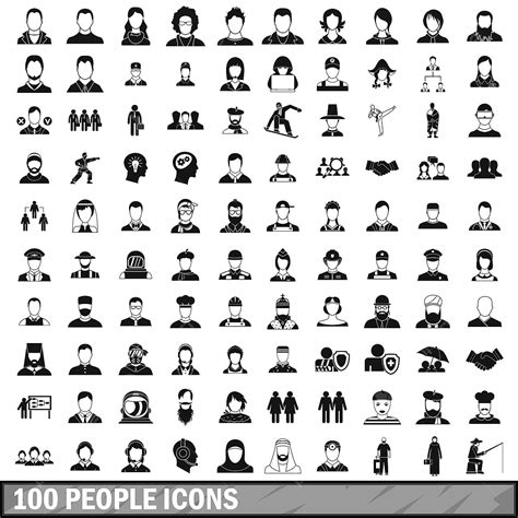 simple style vector png images 100 people icons set in simple style people icons style icons
