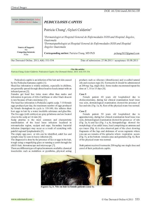 Pdf Pediculosis Capitis Dermatology Online Journalodermatol Com