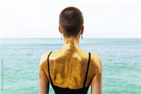 Womans Back Covered By Golden Glitter By Stocksy Contributor Andrey Pavlov In 2023 Woman