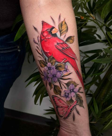 Female Cardinal Bird Tattoo