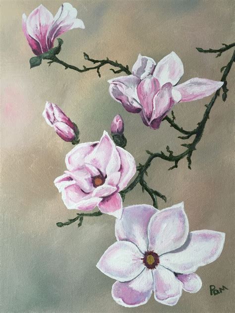 5 Easy Blooming Magnolia Acrylic Painting Tropic Drawing
