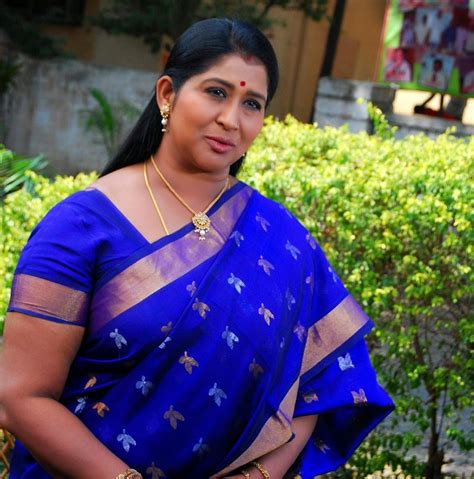 Kavitha Aunty In Blue Saree South Indian Aunties
