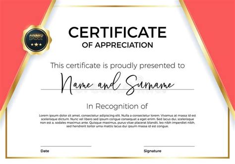 Certificate Of Appreciation Or Achievement With Award Badge Premium