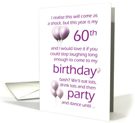 60th Birthday Invite With Humourous Wordplay. card (921403)