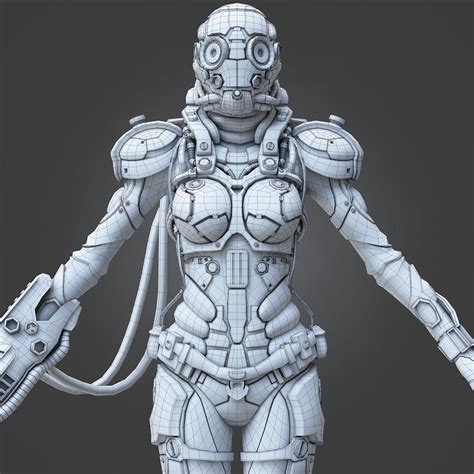 3d Model Of Female Cyborg Female Cyborg Futuristic Armour Science