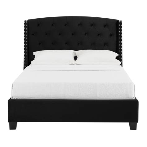 Crown Mark Eva Upholstered King Bed With Button Tufting And Demi Wings