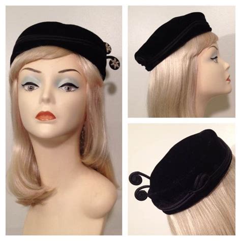 vintage 1950 s black velvet pillbox hat on etsy cutieluaccessories black velvet vintage
