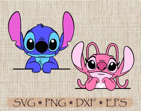 SVG PNG Lilo and Stitch Angel Layered and Outline cut files | Etsy