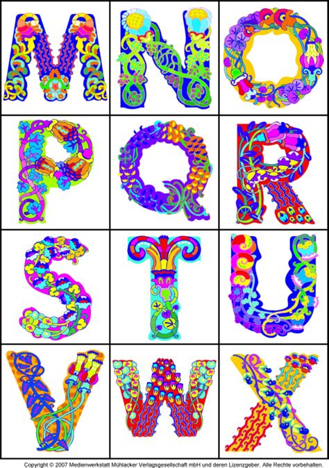 Buchstaben zum ausdrucken kostenlos din a 4. Blumen-ABC 3 - Medienwerkstatt-Wissen © 2006-2021 Medienwerkstatt