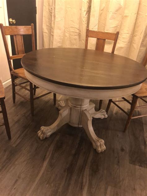 Amazon's choice for 7 ft round rugs. Refinished claw foot round table. Chalk painted white and ...