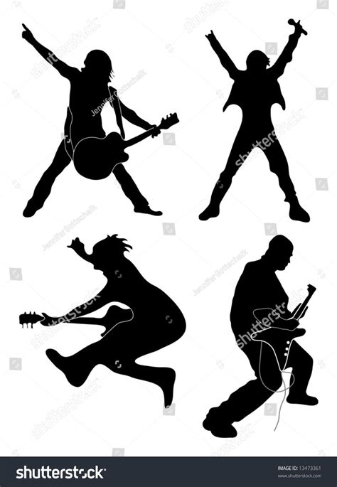 Rock Star Silhouettes Singer Guitarists Star Silhouette Music