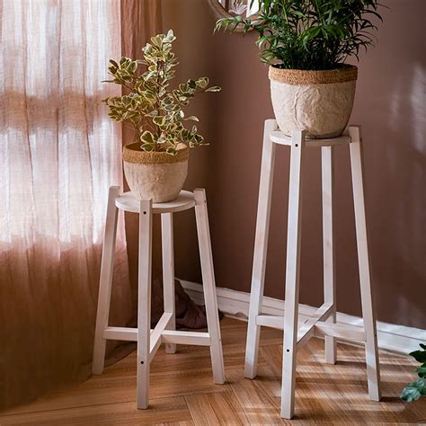 Rustic Wooden Plant Stand Set Of 2 For Indoor Homary Support Pour