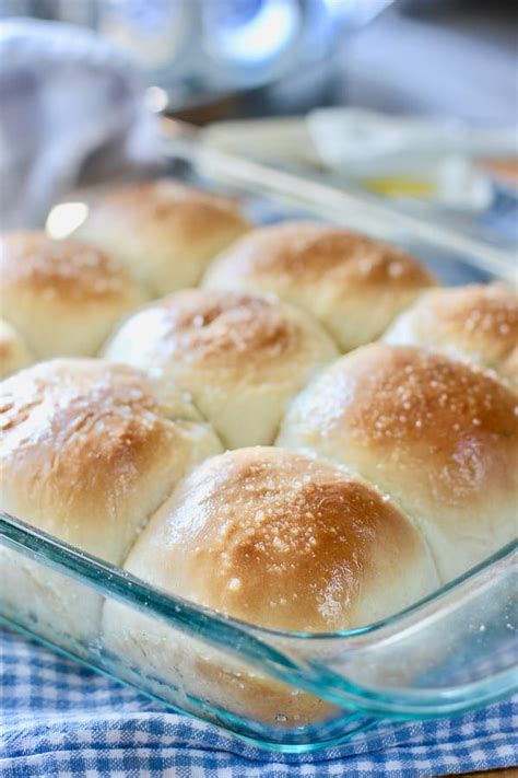 Homemade Rolls In A Glass Pan On A Checkered Cloth Easy Homemade