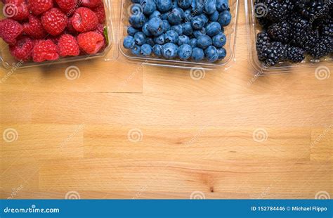 Assorted Berries On Wood Background Stock Photo Image Of Seasonal