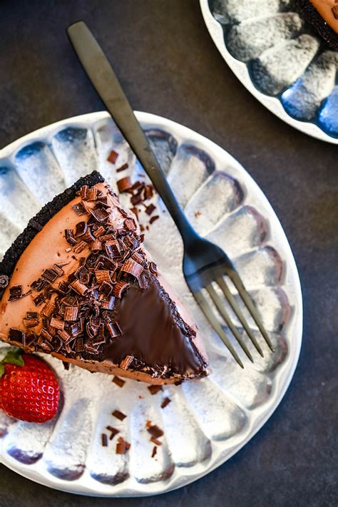 Freeze for at least an hour. No Bake Guinness Chocolate Cheesecake - Melanie Makes