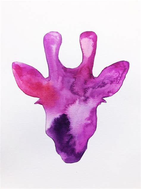 Purple Giraffe X Print Fine Art Watercolor Etsy