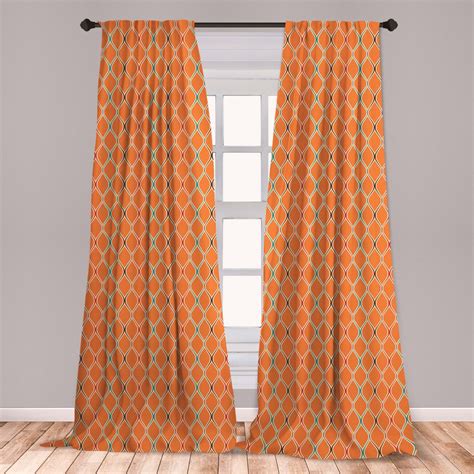 Orange Curtains 2 Panels Set Vibrant Old Fashion Trippy With Unusual