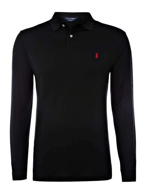 Polo Ralph Lauren Golf Long Sleeve Pro Fit Polo Shirt In Black For Men