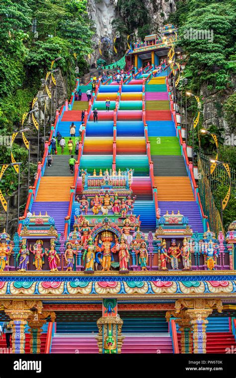 Entrance To Batu Caves Through The Colorful Staircase Selangor Kuala